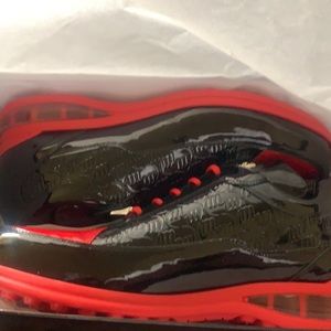 Mauri Patent Black and Red Baby Crocs - Brand New